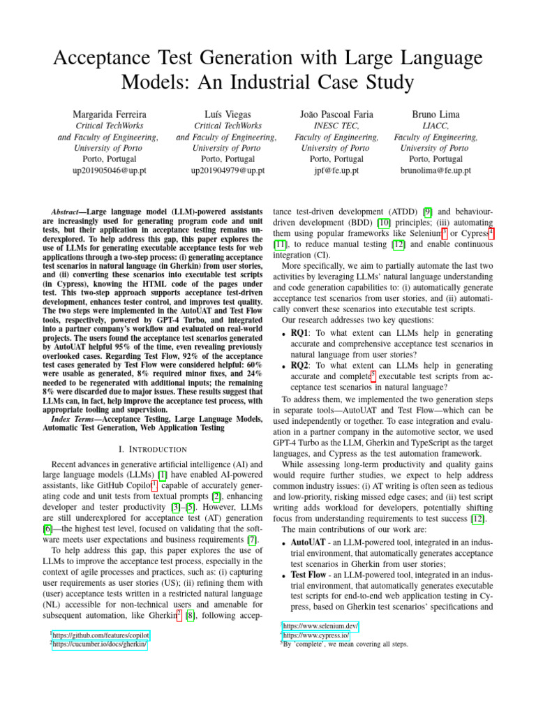 LLMs for Acceptance Test Generation | PDF | Selenium (Software ...