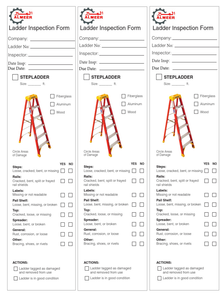 Ladder Inspection Form Template | PDF | Ladder | Electrochemistry