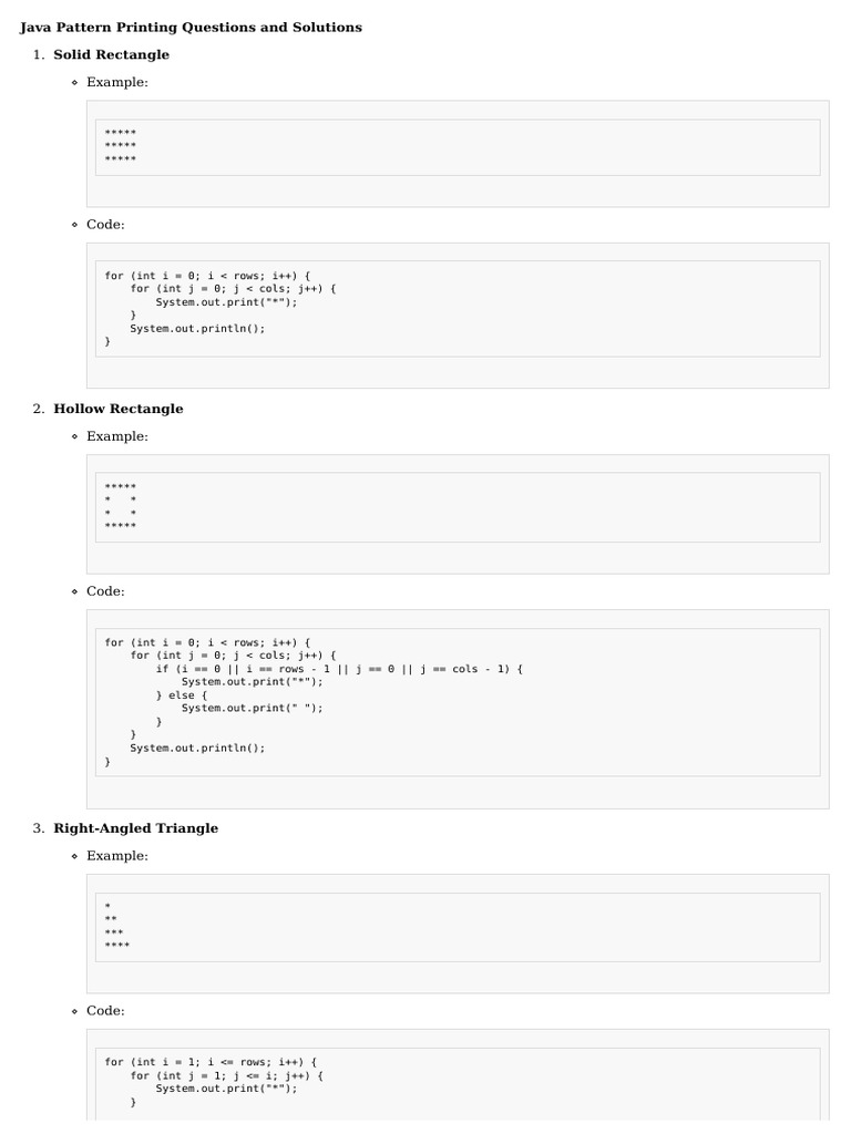 Hollow Rectangle Pattern in Java | PDF | Software Engineering ...