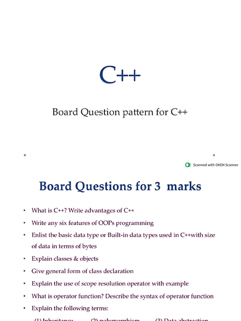 Syjc CS1 ch.3 C++ Question Bank | PDF