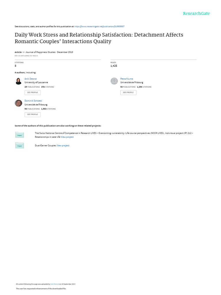 Work Stress and Relationship Quality | PDF | Occupational Stress ...