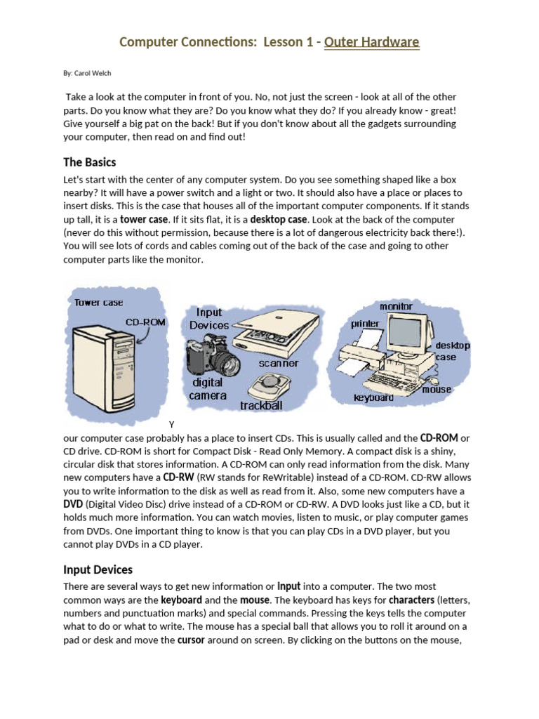 Understanding Computer Hardware Basics | PDF | Printer (Computing) | Cd Rom