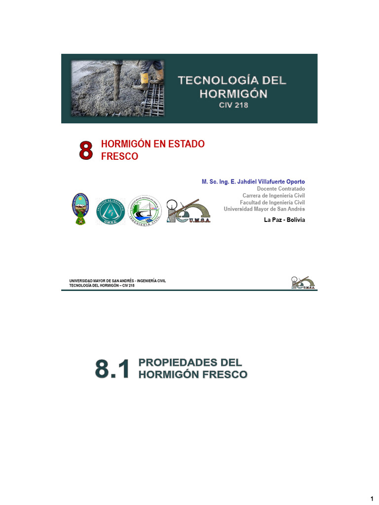 Propiedades del Hormigón Fresco | PDF | Hormigón | Cemento