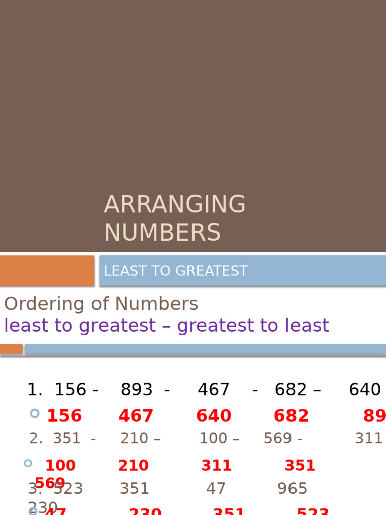 Arranging Numbers | PDF
