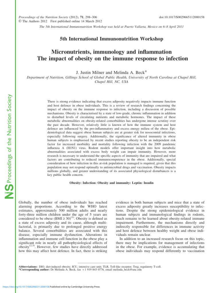 The Impact of Obesity On The Immune Response To Infection | PDF ...