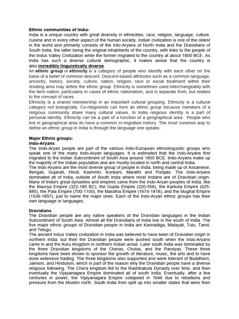 Major Ethnic Groups of India | PDF | South Asia