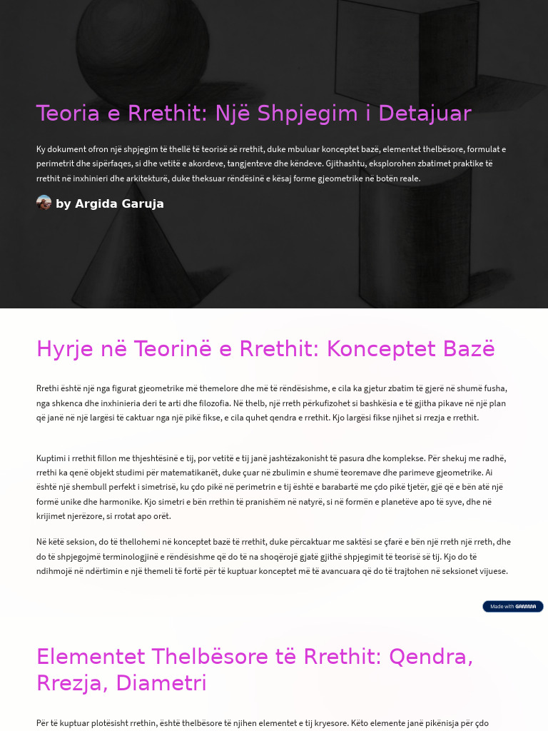 Teoria e Rrethit Nje Shpjegim I Detajuar | PDF