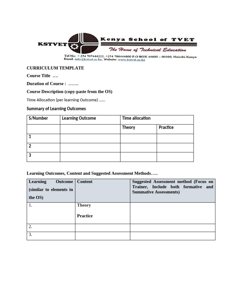 Curriculum Template | PDF