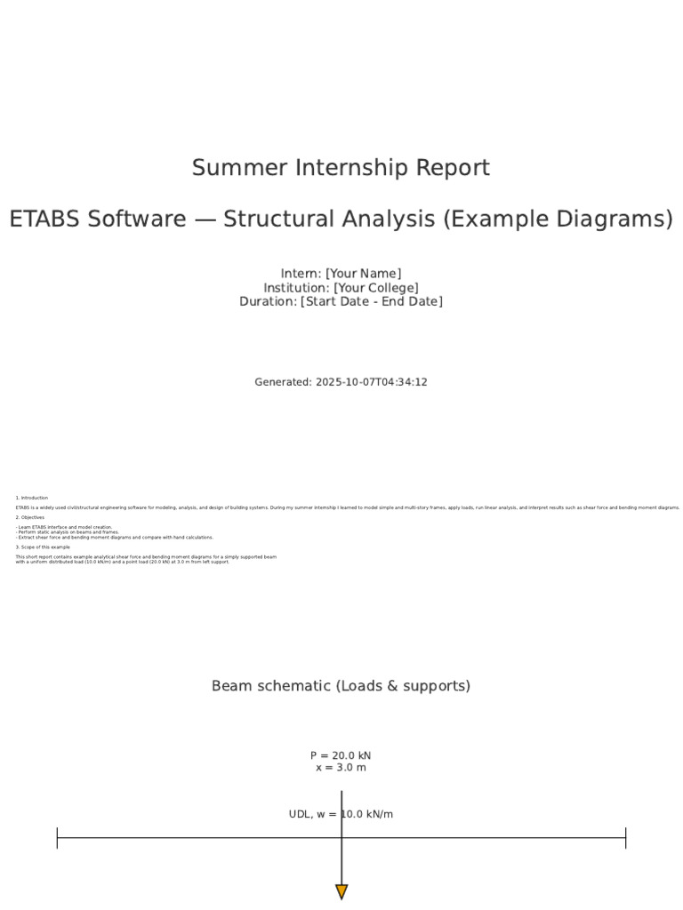 ETABS Summer Internship Analysis Report | PDF | Bending | Beam (Structure)