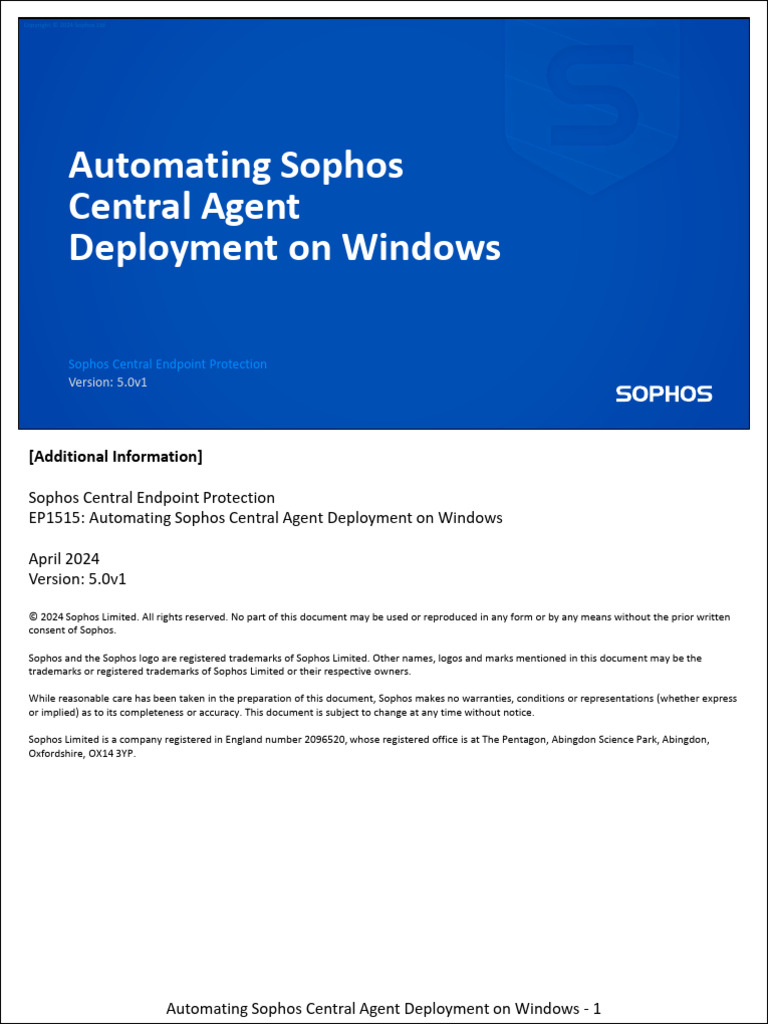 EP1515 5.0v1 Automating Sophos Central Agent Deployment On Windows ...
