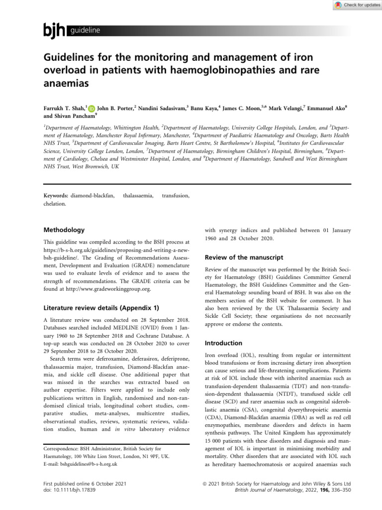 Iron Overload Management Guidelines | PDF | Magnetic Resonance Imaging ...