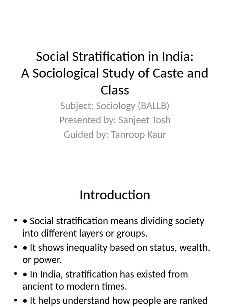 Caste and Class: Social Stratification in India | PDF