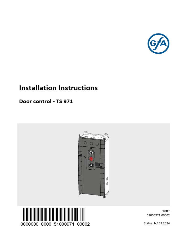Installation Instructions: Door Control TS 971 | PDF | Safety | Electrician