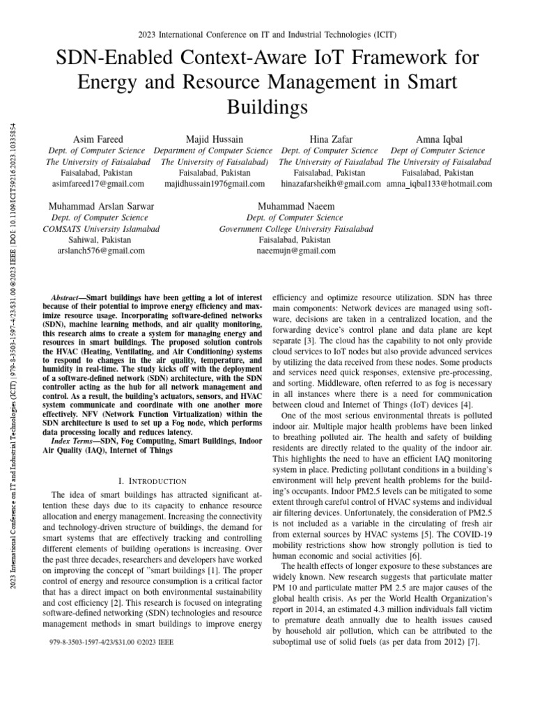 SDN Framework for Smart Building Energy Management | PDF | Computer ...