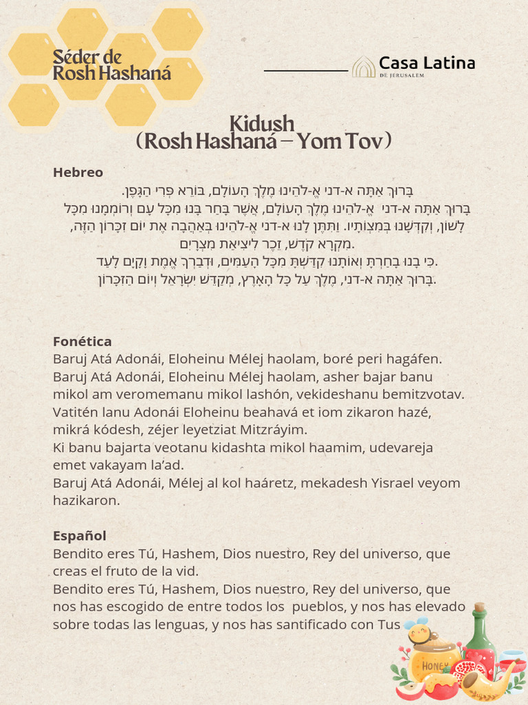 Seder Rosh Hashaná - Casa Latina | PDF | Seder de Pascua | Creencia y ...