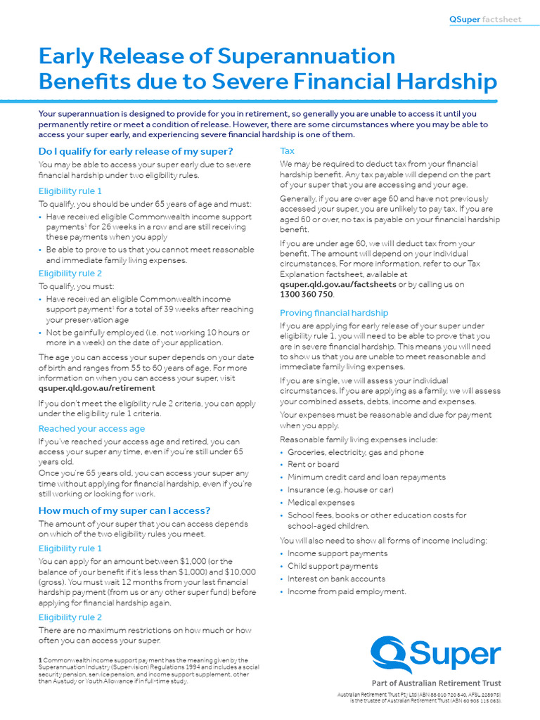 Accessing Super for Financial Hardship | PDF | Identity Document | Tax ...