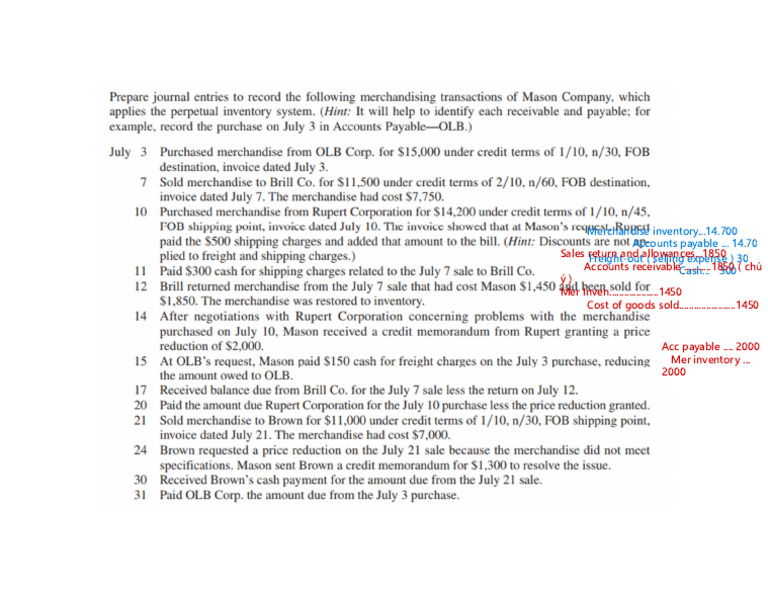 Merchandise Inventory and Accounts Payable Analysis | PDF