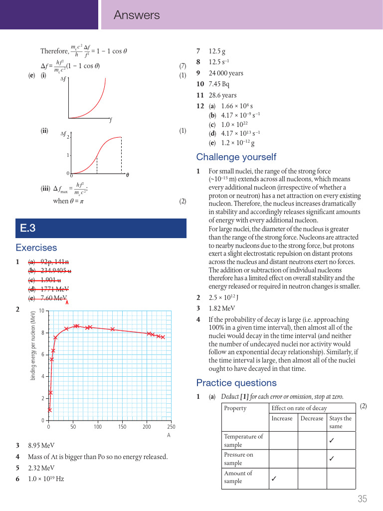 Physics HL Answers | PDF | Atomic Nucleus | Radioactive Decay