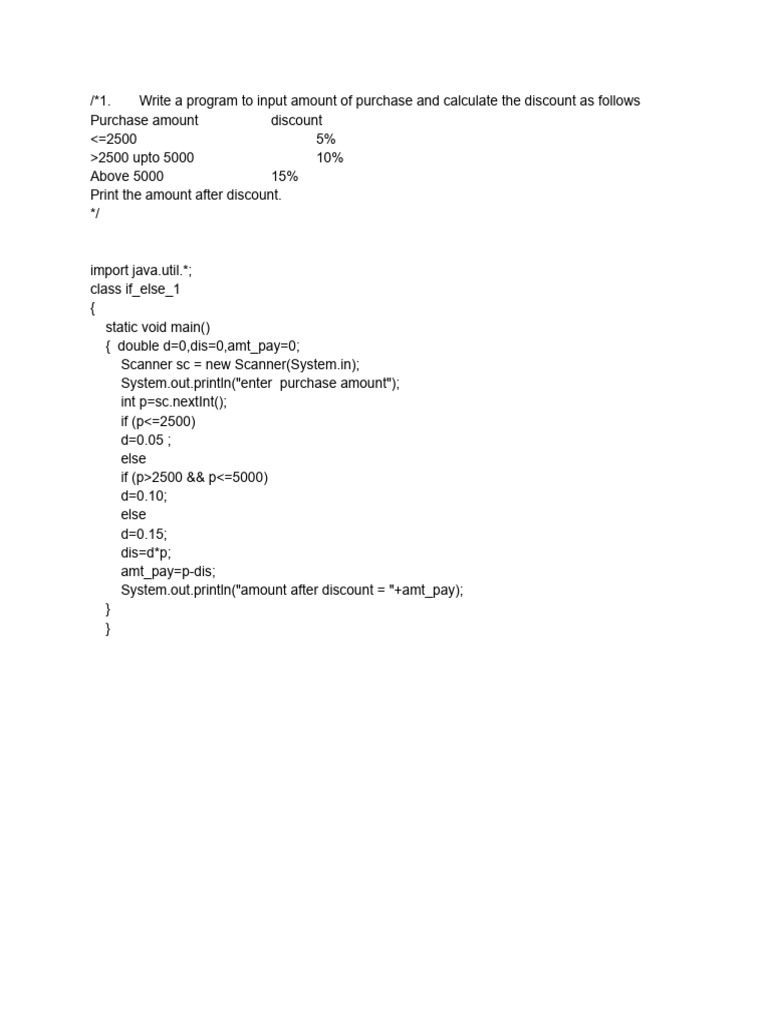 Discount and Salary Calculation Programs | PDF | Computer Programming ...