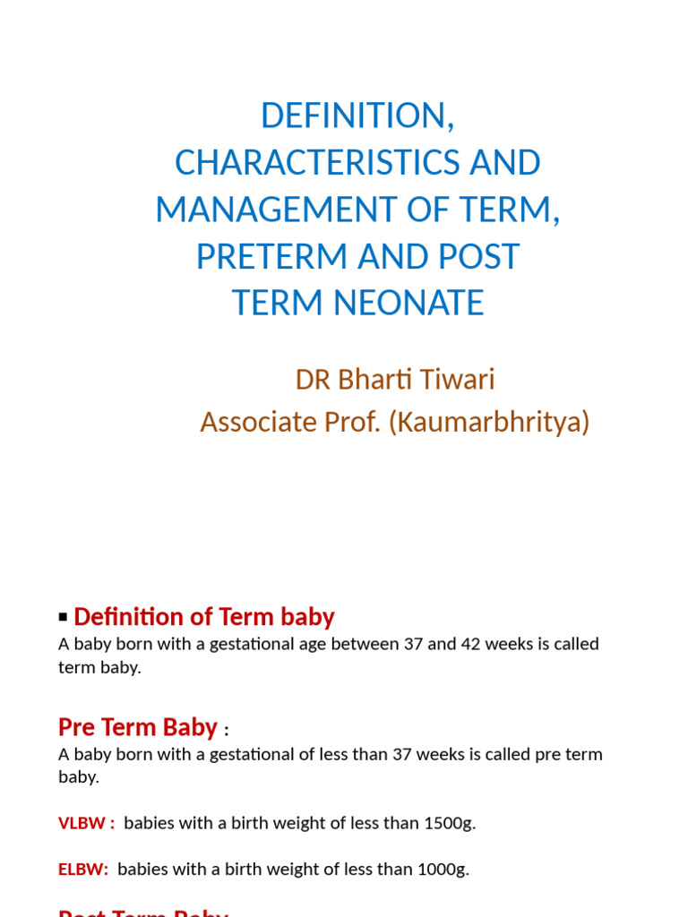 Management of Neonates: Preterm to Postterm | PDF | Fetus | Infants