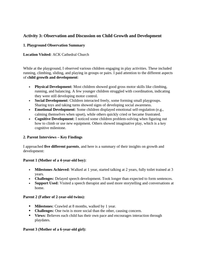 Child Growth: Observations & Insights | PDF | Child Development ...