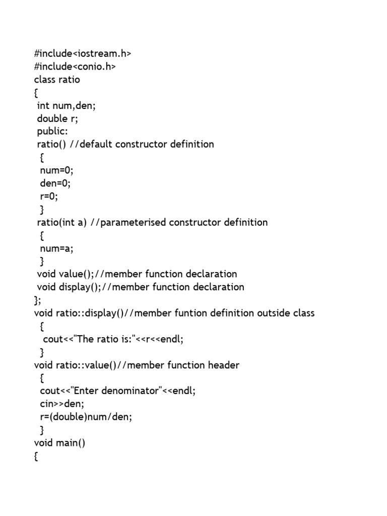 C++ Class for Ratio Calculation | PDF
