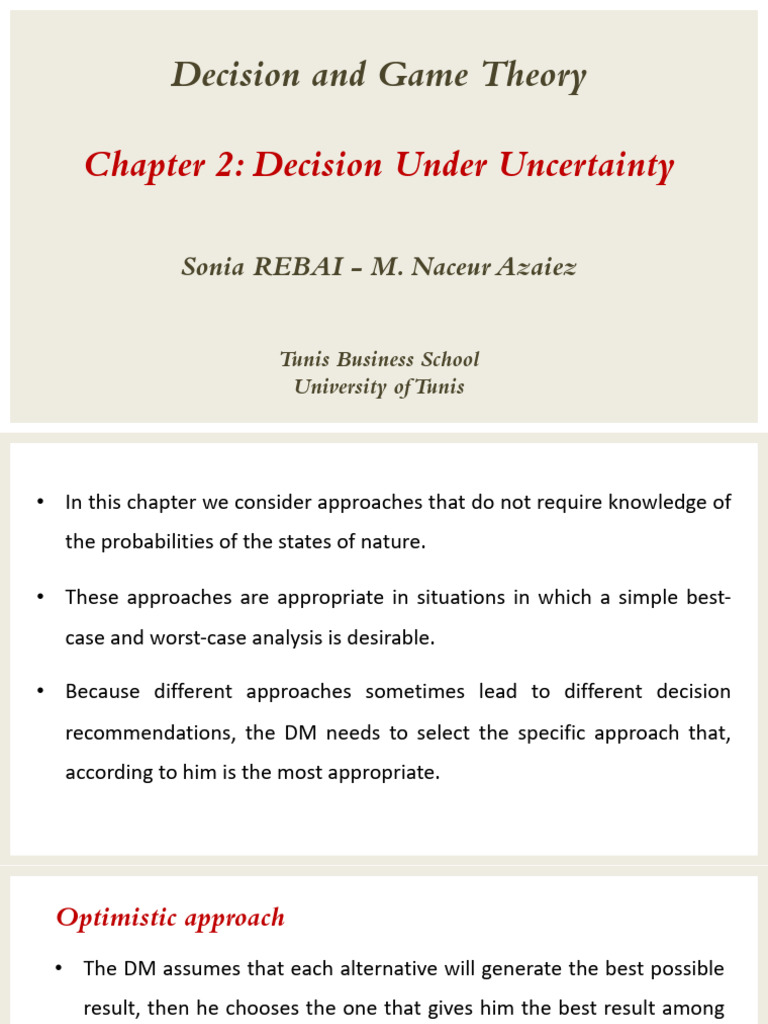 Chapter 2 Decision Under Uncertainty | PDF | Decision Making ...