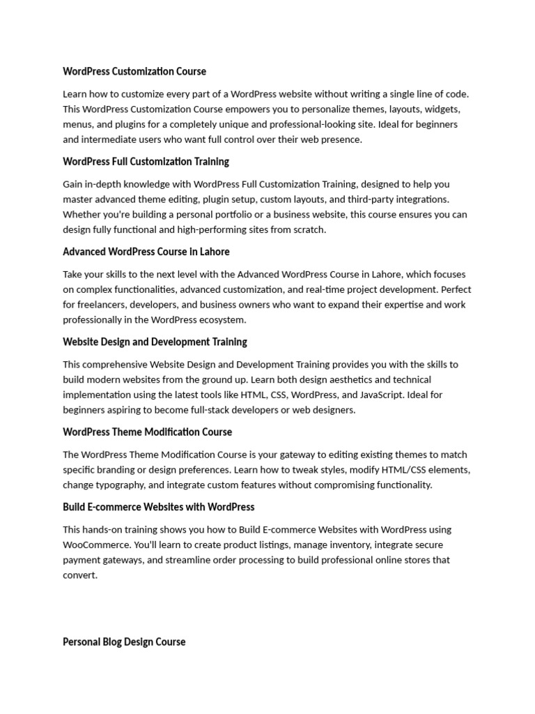 WordPress Customization Short Course | PDF | Web Design | Technical Drawing