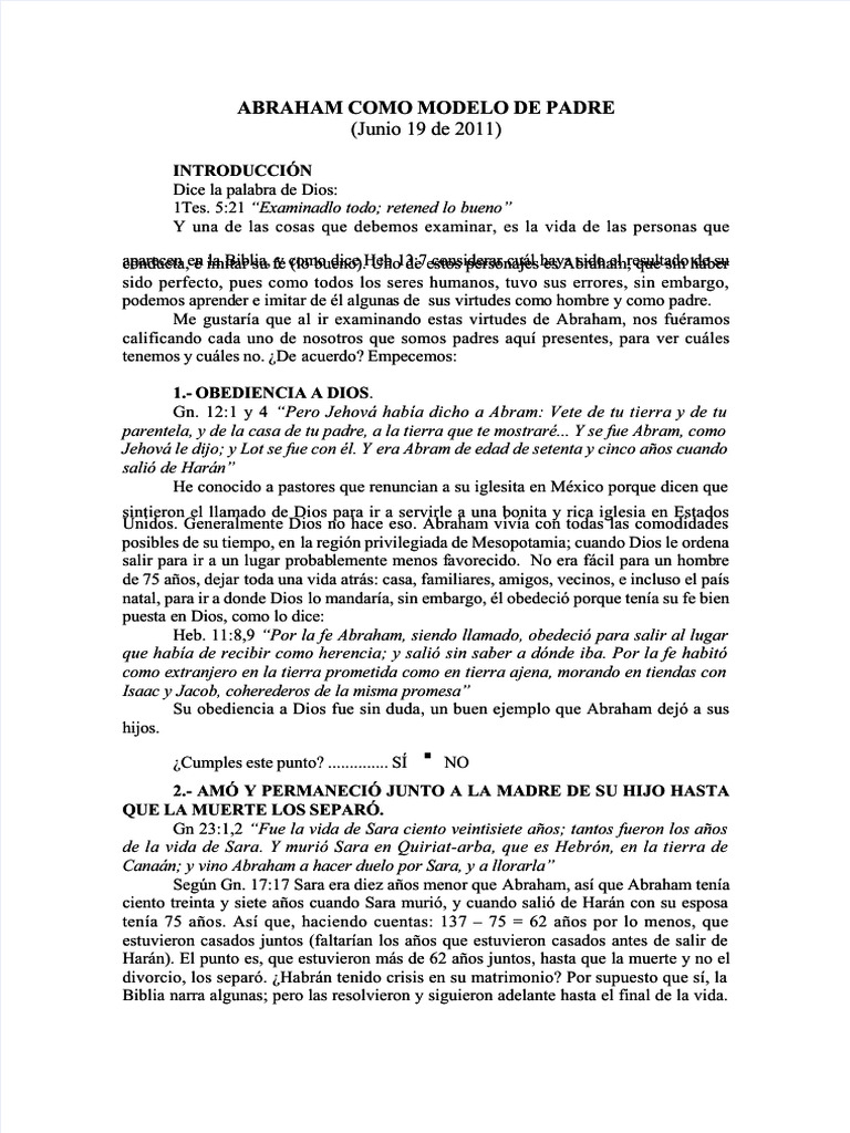 Imitando la fe de Abraham en familia | PDF | Abrahán | Sarah
