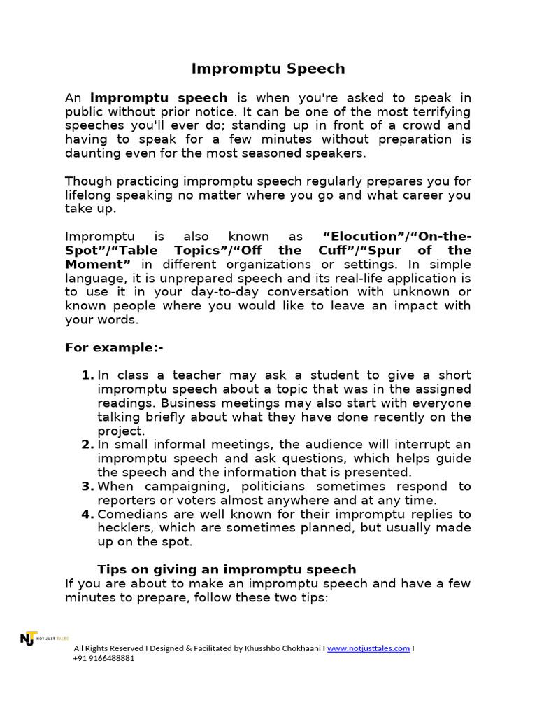 Mastering Impromptu Speech Techniques | PDF | Thought