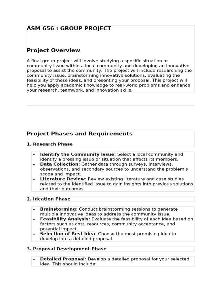 Community Issue Group Project Guide | PDF | Feasibility Study ...