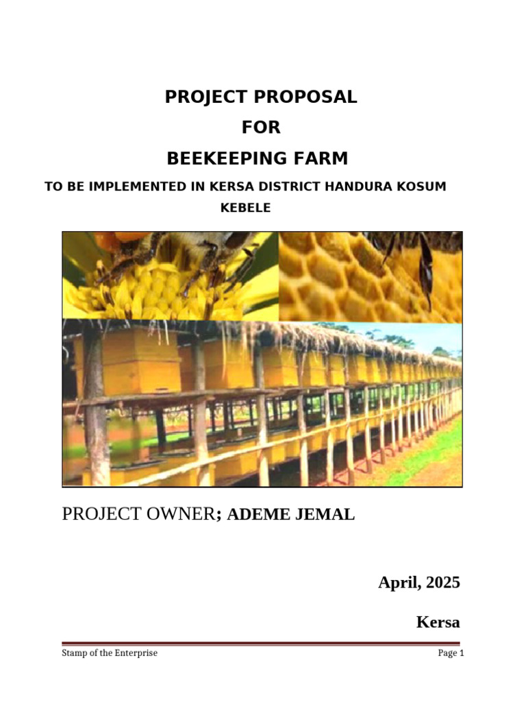 Beekeeping Farm Project Proposal Kersa | PDF | Farms | Beekeeping