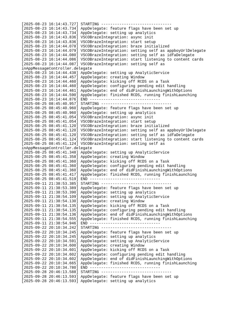 AppDelegate Analytics Setup Logs | PDF | System Software | Software
