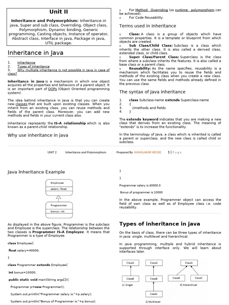 Java Inheritance and Polymorphism Guide | PDF | Inheritance (Object ...