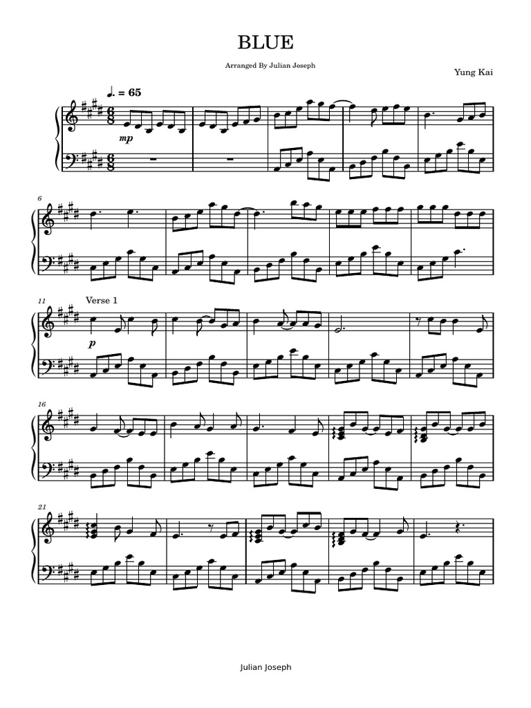 Blue by Yung Kai Sheet Music | PDF