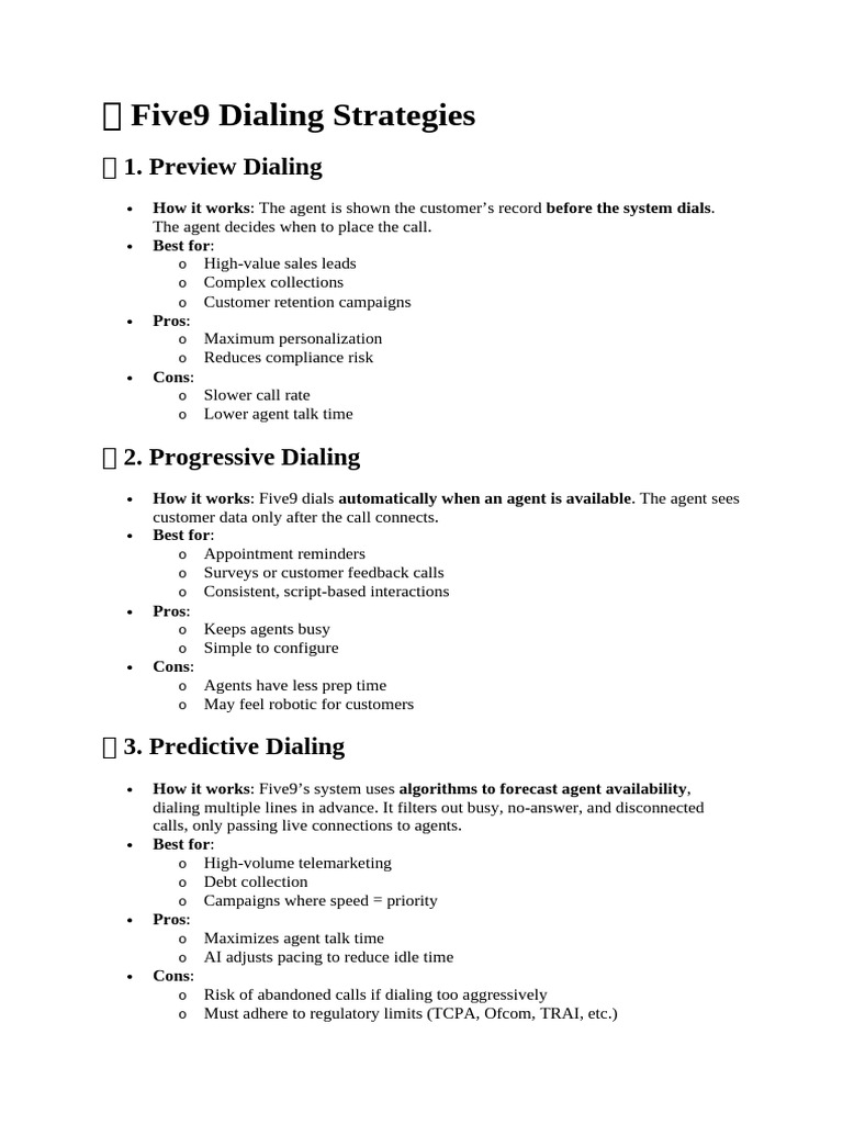 Dialing Strategies Like Five9 | PDF | Computing