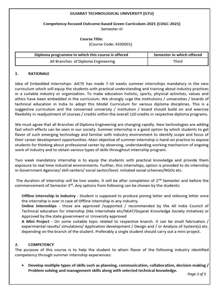 Summer Internship Guidelines for Diploma | PDF | Internship | Job Hunting