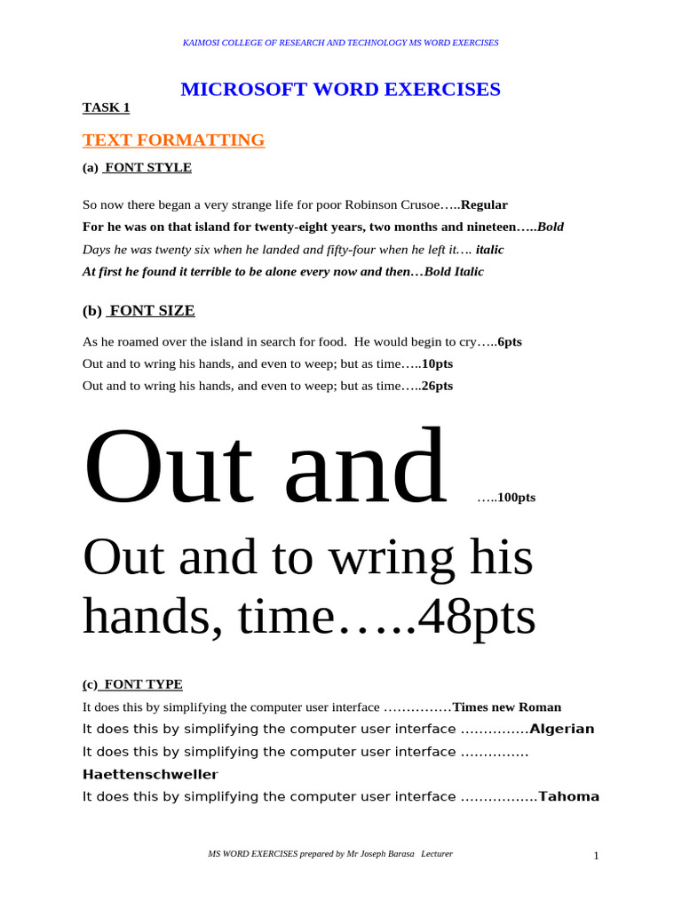 MS Word Practical Exercises Guide | PDF | Computer Keyboard | Microsoft ...