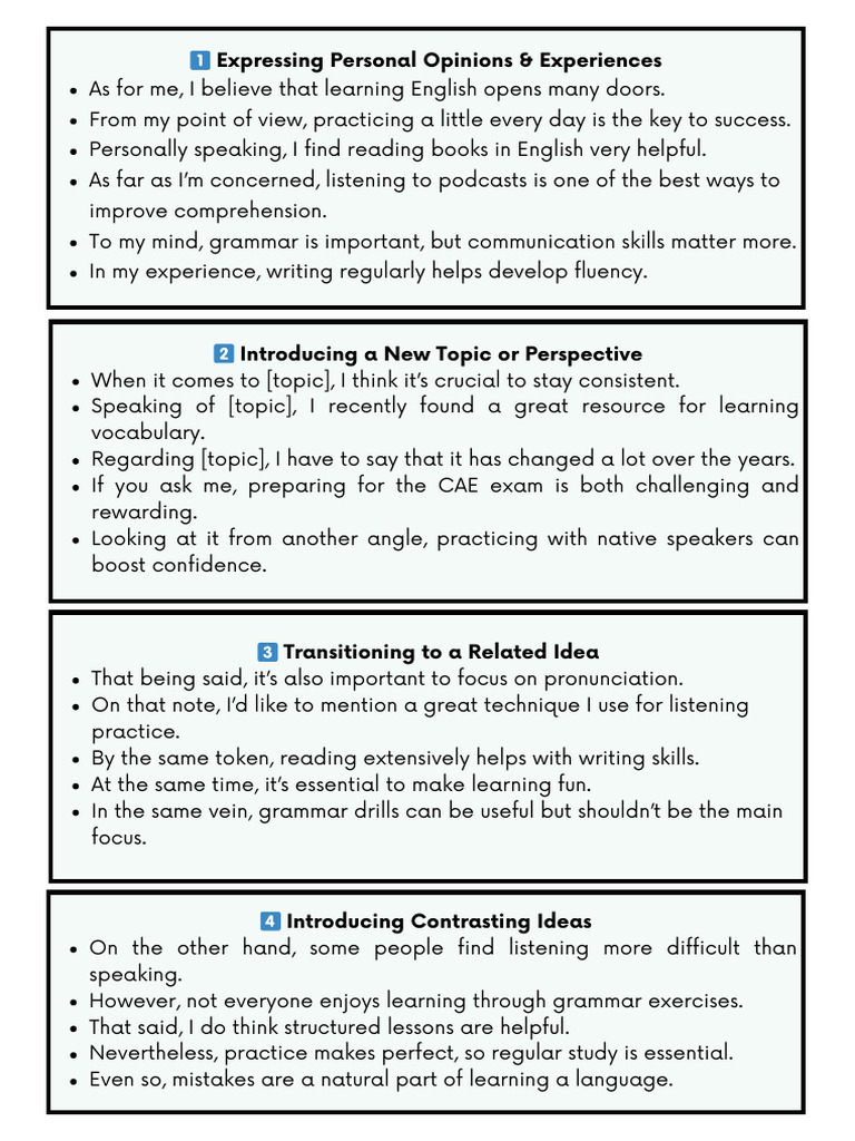 Expressing Personal Opinions & Experiences | PDF