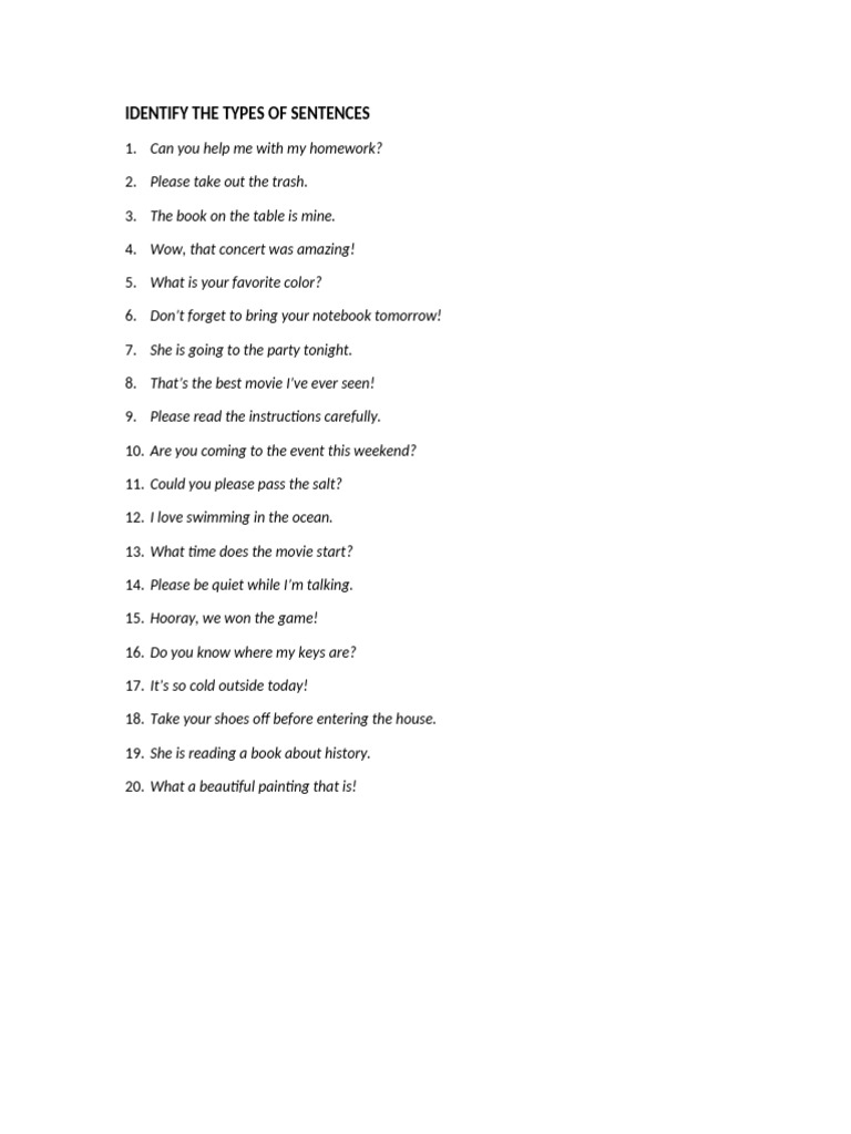 Sentences HW | PDF
