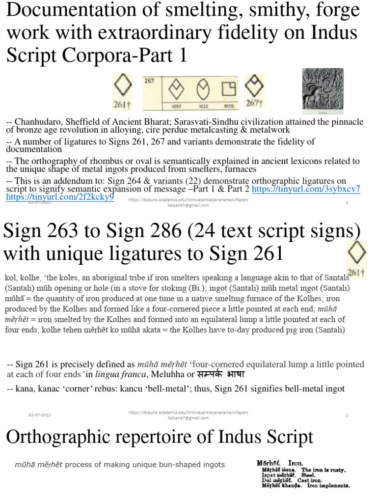 Indus Script Metalwork Documentation | PDF | Smelting | Building Materials