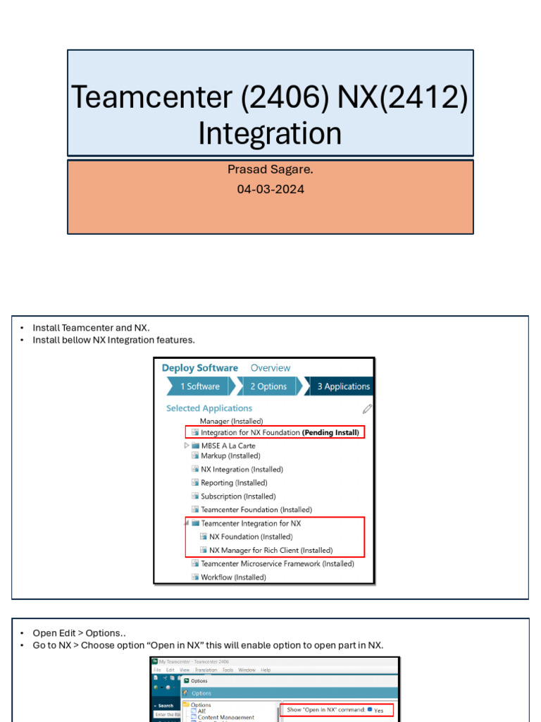 Teamcenter NX Integration Setup Guide | PDF