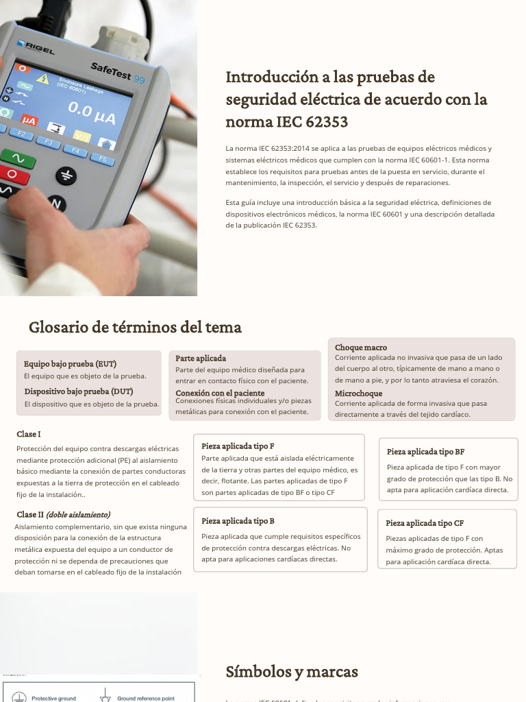 Introduccion A Las Pruebas de Seguridad Electrica de Acuerdo Con La Norma  IEC 62353 | PDF | Aislador (Electricidad) | Ingenieria Eléctrica