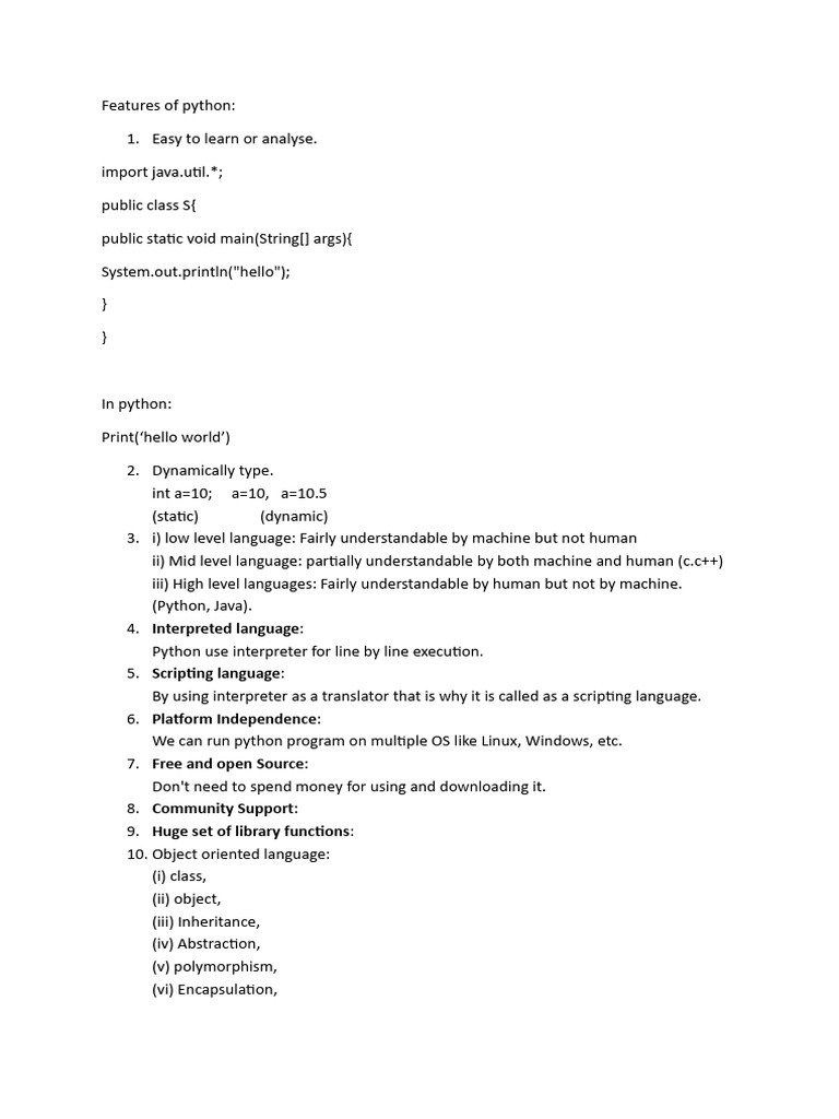 Key Features of Python Programming | PDF