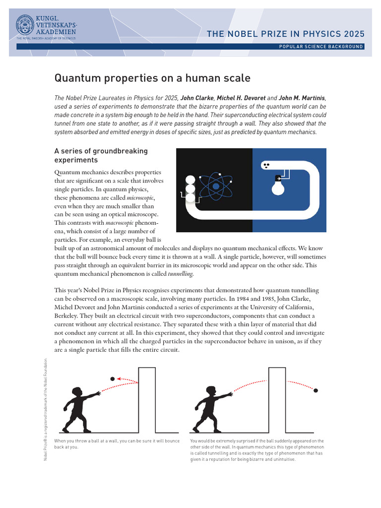 2025 Nobel Prize: Macroscopic Quantum Tunneling | PDF | Quantum ...