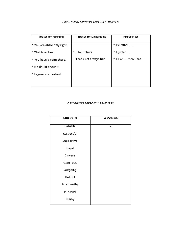 Opinion and Preference Expressions Guide | PDF