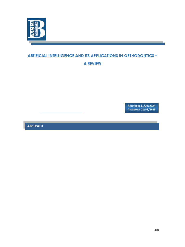 AI Applications in Orthodontics Review | PDF | Artificial Intelligence ...
