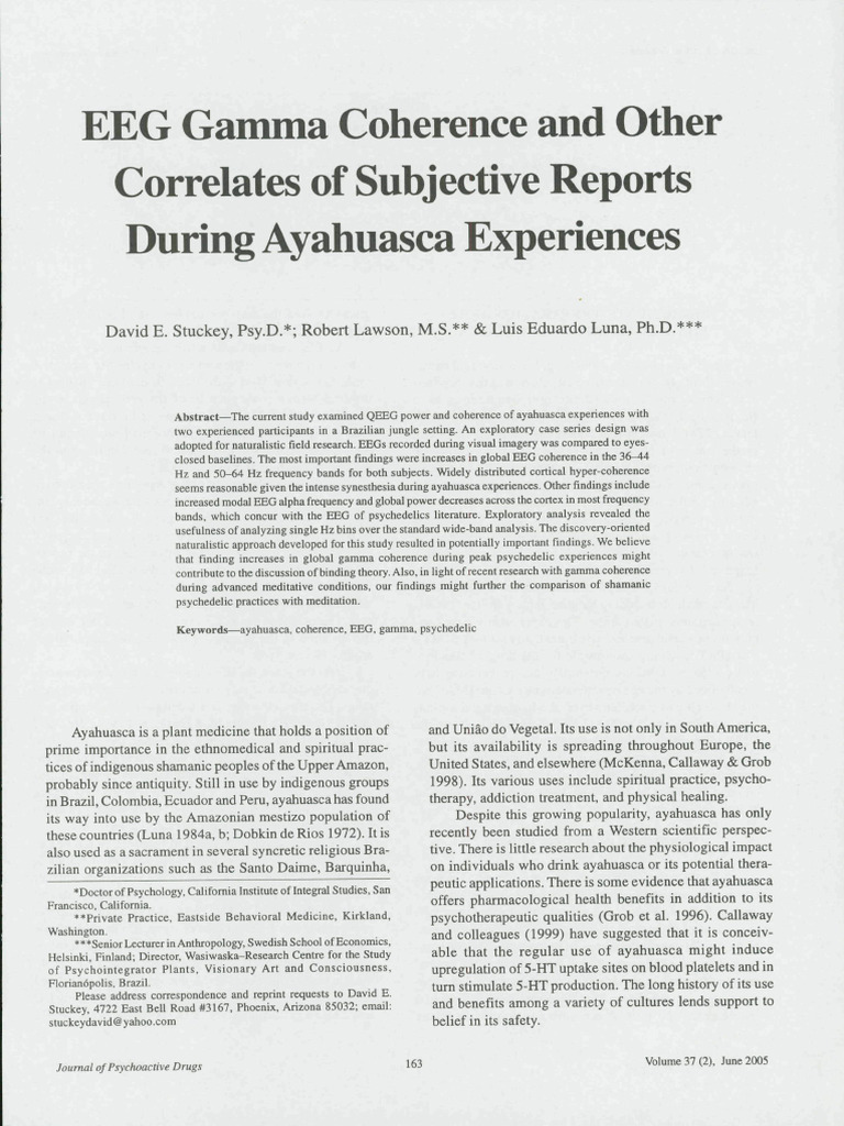 EEG Gamma Coherence and Other Correlates of Subjec | PDF ...