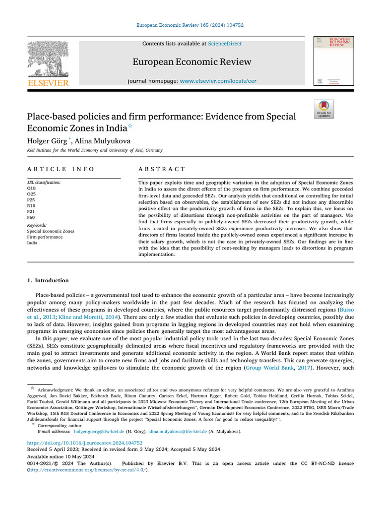 Policies and Firm Performance Evidence | PDF | Economies