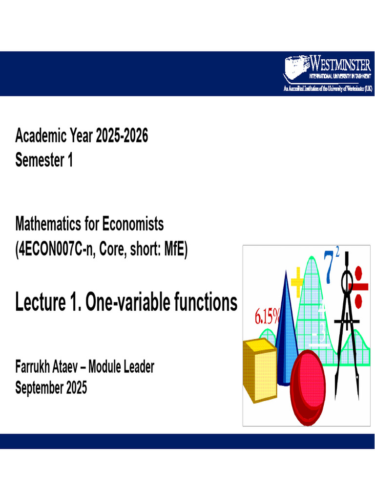 Mathematics for Economists: Module Overview | PDF | Function ...